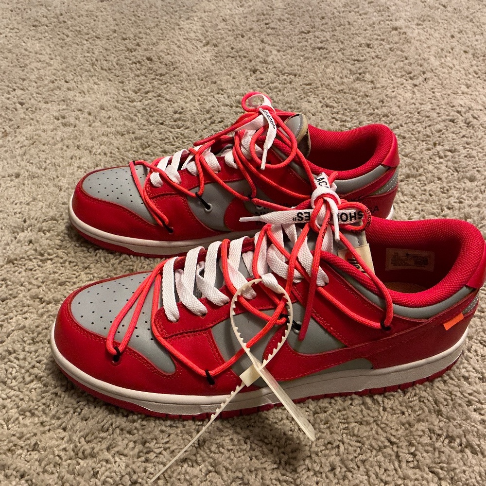 Men Off-White for Nike Dunk Nike Low Size US12 Red/Grey